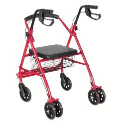 Foldable 6-Wheel Rollator Walker with Seat and Storage Basket