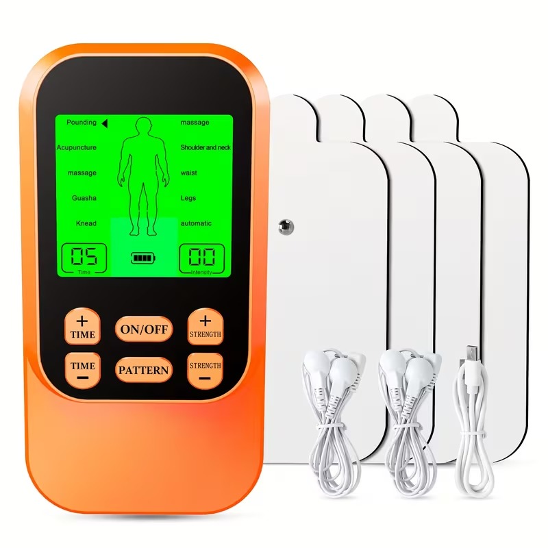 Dual-Channel EMS Muscle Stimulator with Electrode Pads